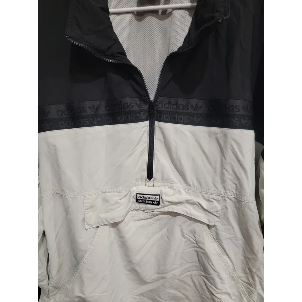 Adidas Originals Black White 1/4 Zip Colorblock Sports Jacket Windbreaker‎ 2XL
